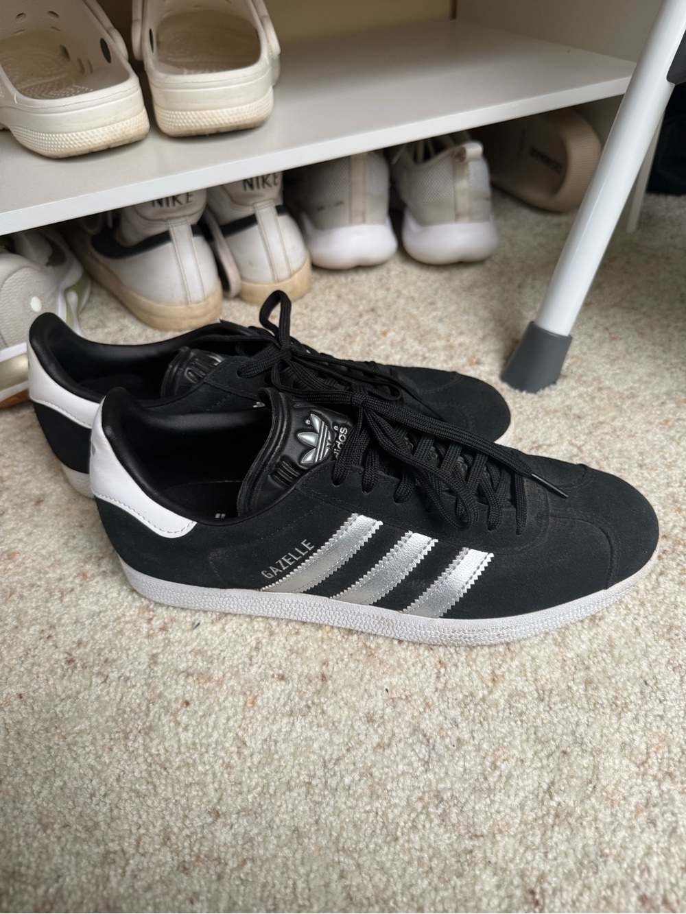 adidas Gazelle Black with White & Silver Accent Sneakers